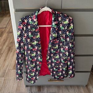 Chic Multicolor corgi dog Print Women's Blazer
